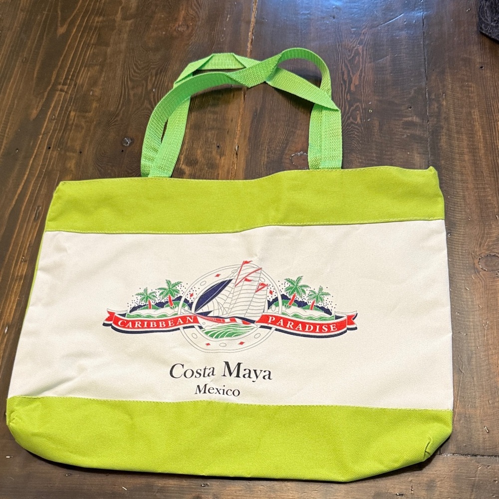 Green and Cream Tote Bag